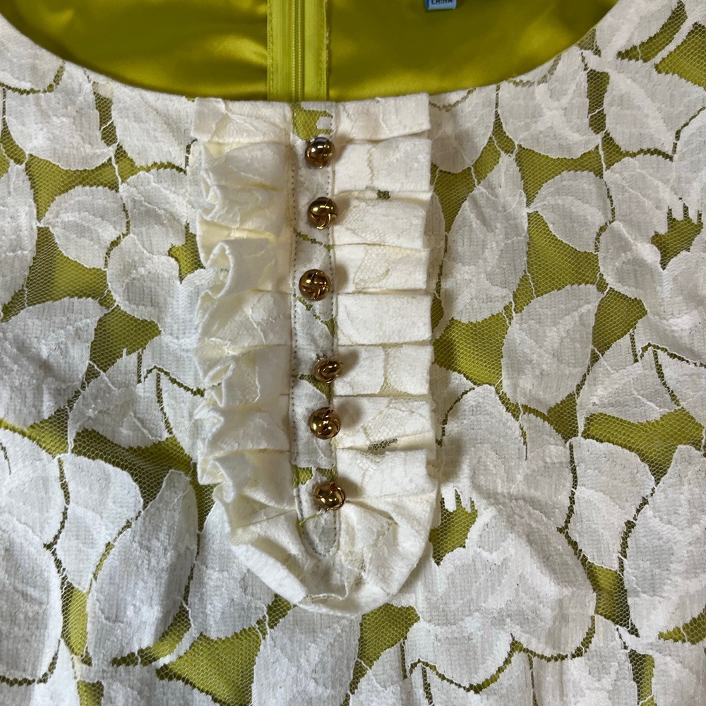 NWT Antonio Melani Ivory Floral Sleeveless Sheer Overlay Button Front Dress US 1 - Picture 4 of 7